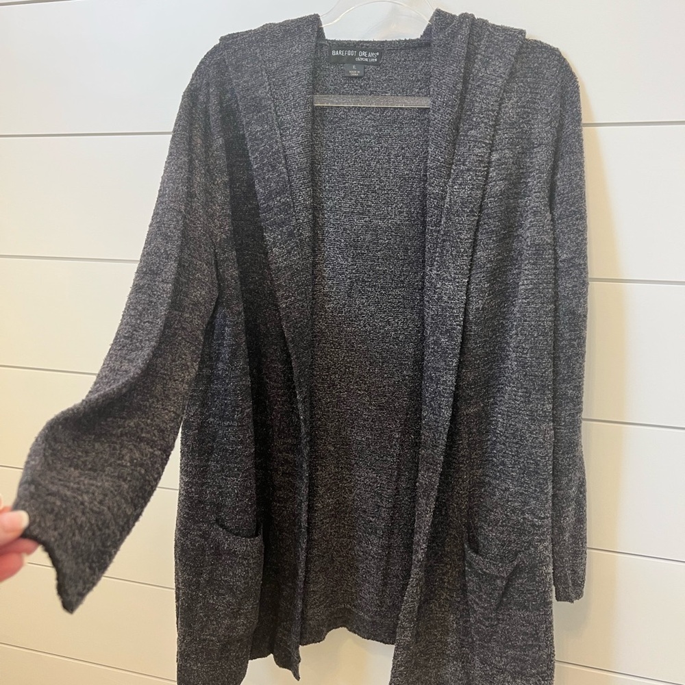 Barefoot Dreams Cozychic Lite Charcoal Hooded Cardigan